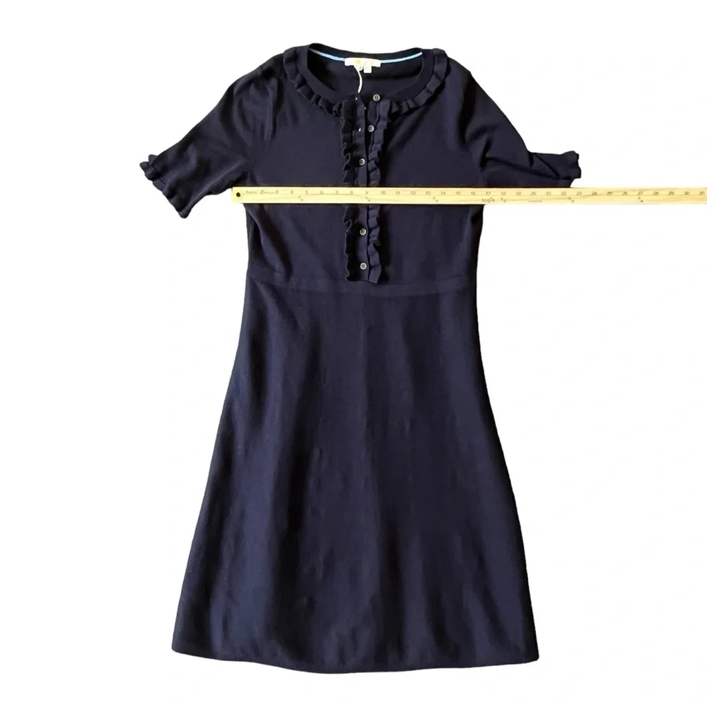 Boden Ruffle Frill Detail Short Sleeve Navy Knit Dress Size 8R - Picture 8 of 13
